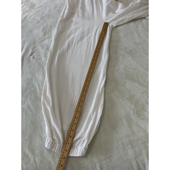 Free People Womens Medium Smocked Jumpsuit Boho Jogger Tie Waist Strappy Relaxed - Picture 11 of 14